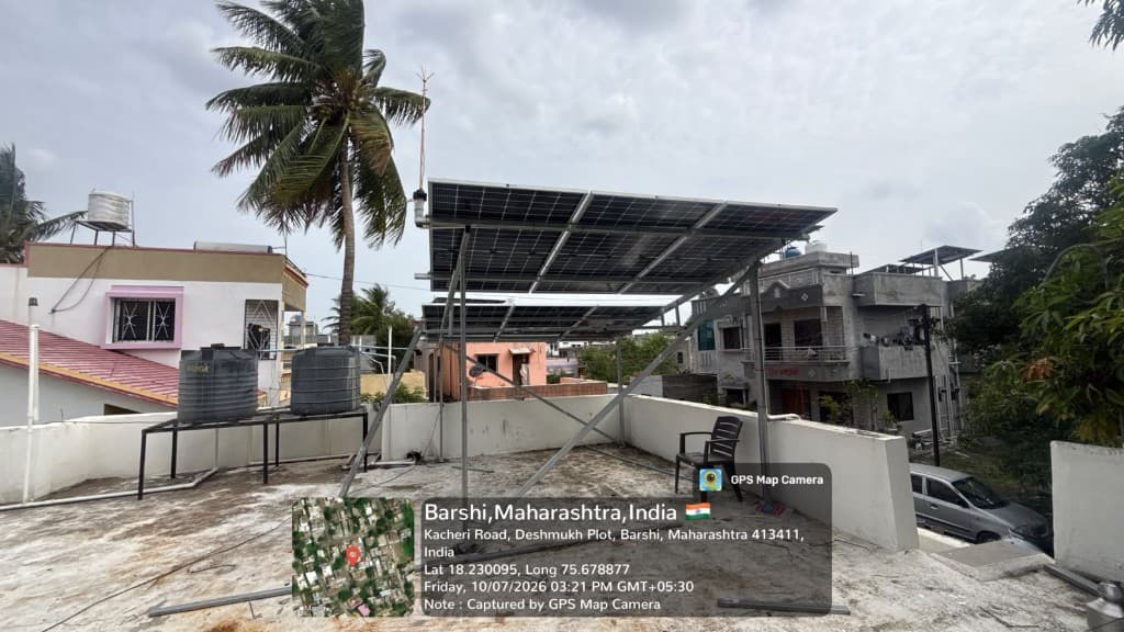 Recent rooftop solar installation in Barshi, Maharashtra