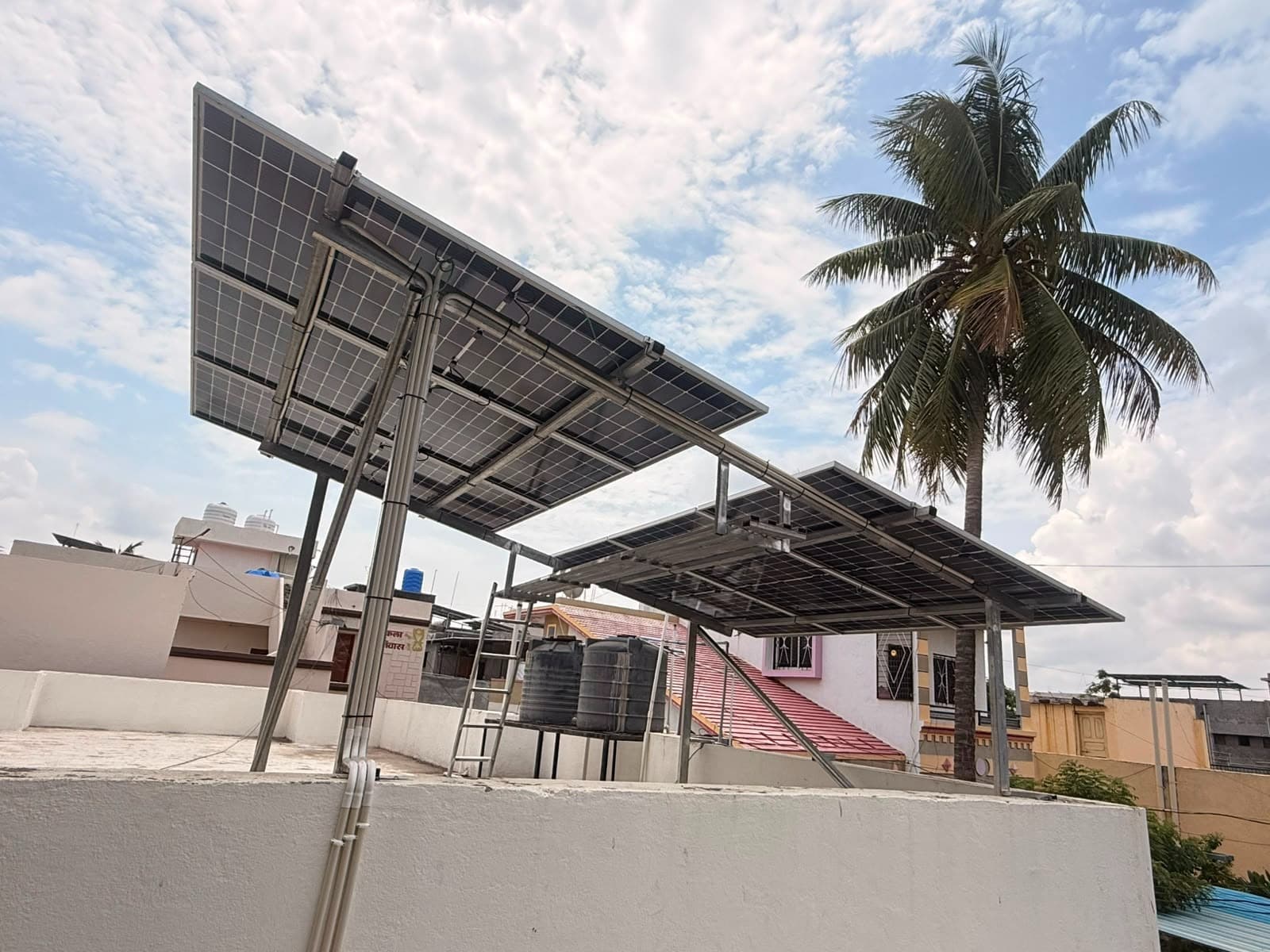 On-site solar installation work in progress